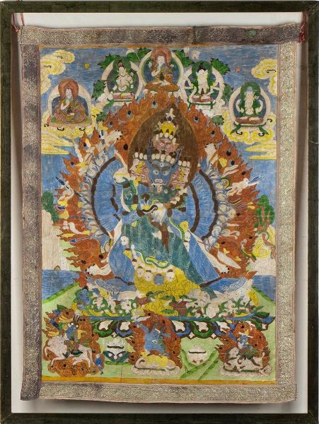THANGKA DIPINTA A COLORI SU TESSUTO  - Asta Arte asiatica e tribale  - Associazione Nazionale - Case d'Asta italiane
