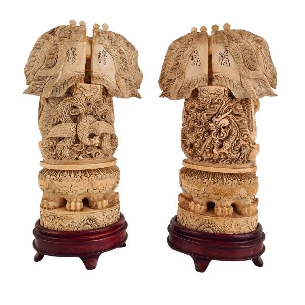 DUE FIGURE DI SOVRANI IN AVORIO  - Asta Arte asiatica e tribale  - Associazione Nazionale - Case d'Asta italiane