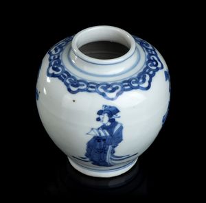 PICCOLA GIARA IN PORCELLANA 'BIANCO E BLU'  - Asta Arte asiatica e tribale  - Associazione Nazionale - Case d'Asta italiane