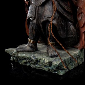 SCULTURA IN LEGNO LACCATO, DIPINTO E PARZIALMENTE DORATO CON FUDO MYOO  - Asta Arte asiatica e tribale  - Associazione Nazionale - Case d'Asta italiane