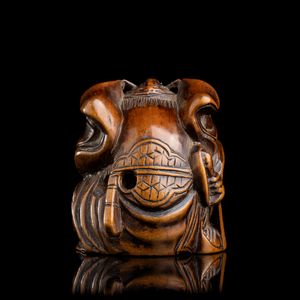 NETSUKE IN LEGNO CON SHOKI  - Asta Arte asiatica e tribale  - Associazione Nazionale - Case d'Asta italiane