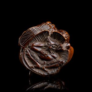 NETSUKE IN LEGNO CON SHOKI  - Asta Arte asiatica e tribale  - Associazione Nazionale - Case d'Asta italiane