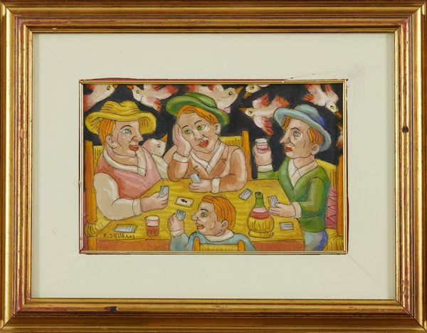 Roberto Sguanci : La partita a carte  - Asta Arte Moderna, Contemporanea, '800 e '900 - Associazione Nazionale - Case d'Asta italiane