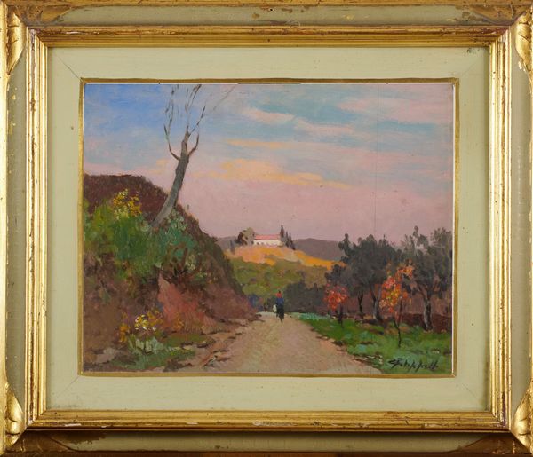 Cafiero Filippelli : Paesaggio con figura  - Asta Arte Moderna, Contemporanea, '800 e '900 - Associazione Nazionale - Case d'Asta italiane