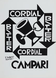 FORTUNATO DEPERO : Campari tra le nuvole  - Asta Arte Moderna, Contemporanea, '800 e '900 - Associazione Nazionale - Case d'Asta italiane