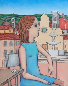 Giacomo Piussi - Paesaggio con figura