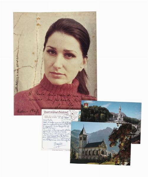 MAGDA OLIVERO : 9 cartoline autografe e 1 fotografia in abiti di scena (Teatro alla Scala).  - Asta Libri, autografi e manoscritti - Associazione Nazionale - Case d'Asta italiane