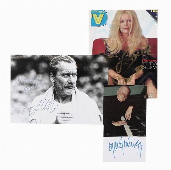 Raccolta di 220 tra firme e dediche - anche su fotografie e cartoline - di attori, registi e cantanti italiani e stranieri.  - Asta Libri, autografi e manoscritti - Associazione Nazionale - Case d'Asta italiane