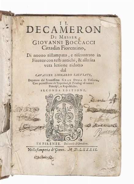 GIOVANNI BOCCACCIO : Il Decamerone.  - Asta Libri, autografi e manoscritti - Associazione Nazionale - Case d'Asta italiane