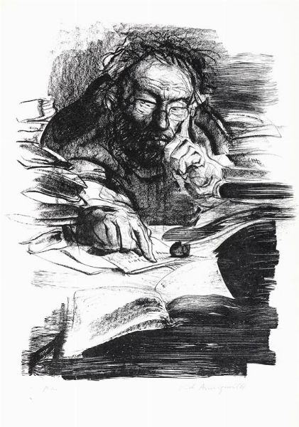 ERASMUS ROTERODAMUS : Elogio della Follia. Testo originale latino e traduzione italiana con le 82 vignette marginali disegnate da Hans Holbein il Giovane e 31 tavole di Pietro Annigoni.  - Asta Libri, autografi e manoscritti - Associazione Nazionale - Case d'Asta italiane