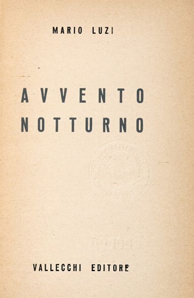 MARIO LUZI : Avvento Notturno.  - Asta Libri, autografi e manoscritti - Associazione Nazionale - Case d'Asta italiane