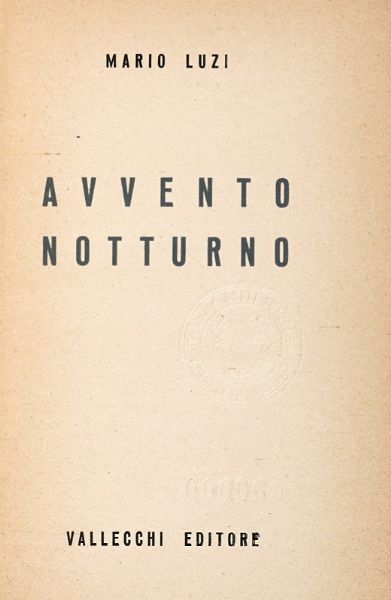 MARIO LUZI : Avvento Notturno.  - Asta Libri, autografi e manoscritti - Associazione Nazionale - Case d'Asta italiane