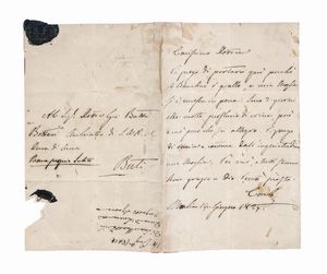 CARLO II BORBONE PARMA - Lettera autografa firmata, inviata a Gio. Batt. Bottari Archiatra di S.A.R. a Buti (Pisa).