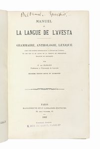 CHARLES (DE) HARLEZ - Manuel de la langue de l'Avesta: Grammaire, anthologie, lexique avec une courte introduction a l'etude de l'avesta...