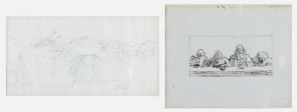 GIOVANNI BATTISTA QUADRONE Mondov (CN) 1844 - 1898 Torino : Lotto di due opere: A.  Interno di osteria B. Mensa con cacciagione  - Asta Dipinti - Associazione Nazionale - Case d'Asta italiane