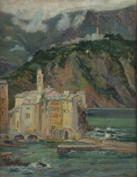 FRANCESCO MENNYEY Torino 1889 - 1950 : Camogli-Mattino  - Asta Dipinti - Associazione Nazionale - Case d'Asta italiane