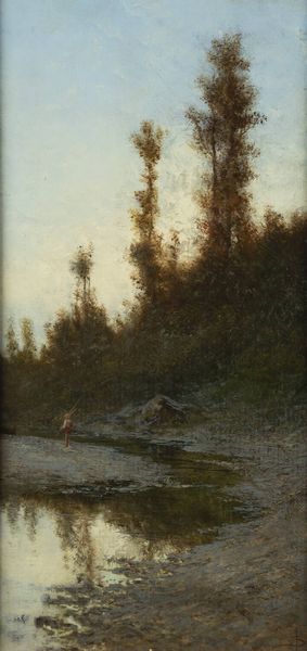 GIACINTO BO Montanaro Canavese (TO) 1832 - 1912 Torino : Paesaggio fluviale con figura  - Asta Dipinti - Associazione Nazionale - Case d'Asta italiane