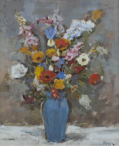 LEONARDO STROPPA Torino 1900 - 1991 : Vaso di fiori  - Asta Dipinti - Associazione Nazionale - Case d'Asta italiane