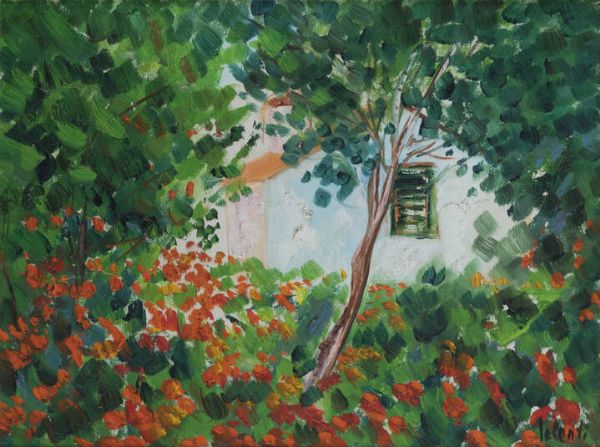 ANTONIO IALENTI Campobasso 1937 - 2018 : Casetta con fiori  - Asta Dipinti - Associazione Nazionale - Case d'Asta italiane