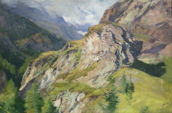 FILIBERTO PETITI Torino 1845 - 1924 Roma : Paesaggio  - Asta Dipinti - Associazione Nazionale - Case d'Asta italiane