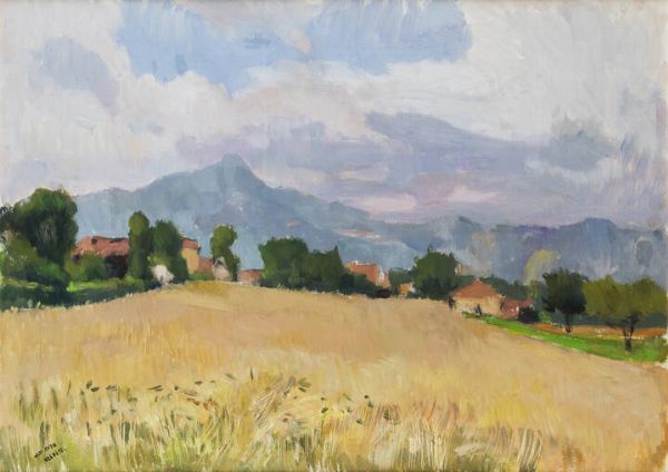 TEONESTO DEABATE Torino 1898 - 1981 : Campo di grano  - Asta Dipinti - Associazione Nazionale - Case d'Asta italiane