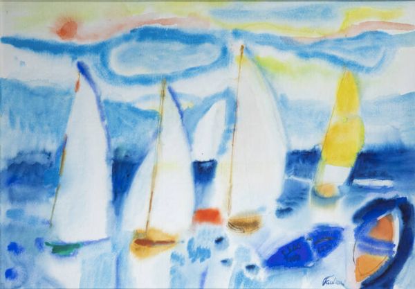 ENRICO PAULUCCI Genova 1901 - 1999 Torino : Barche  - Asta Dipinti - Associazione Nazionale - Case d'Asta italiane