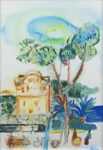 ENRICO PAULUCCI Genova 1901 - 1999 Torino : Scorcio ligure  - Asta Dipinti - Associazione Nazionale - Case d'Asta italiane