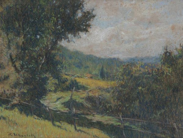 ROMOLO UBERTALLI Mosso Santa Maria (VC) 1871 - 1928 : Paesaggio  - Asta Dipinti - Associazione Nazionale - Case d'Asta italiane