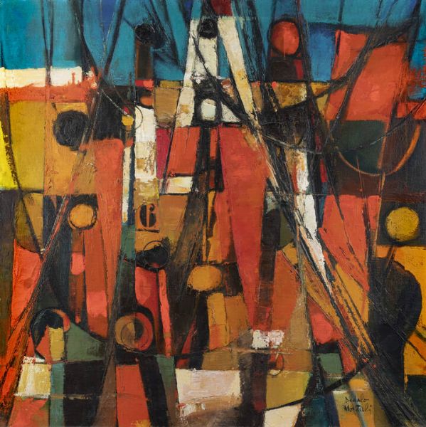 DEDALO MONTALI Cagliari 1909 - 2001 Rodello (TO) : Bacino di Carenaggio 1973  - Asta Dipinti - Associazione Nazionale - Case d'Asta italiane