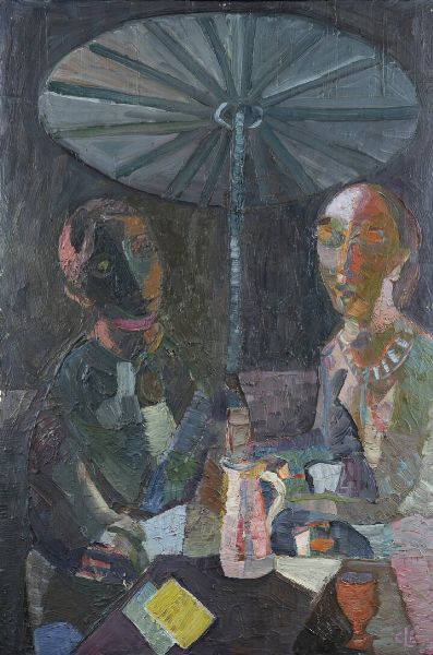 CARLO LORO Lonigo (VI) 1915 - 2002 Torino : Notturno al Bar 1966  - Asta Dipinti - Associazione Nazionale - Case d'Asta italiane