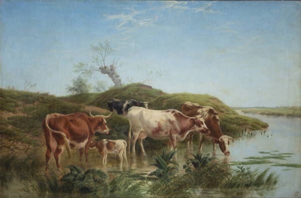 CHARLES JONES : L'abbeverata  - Asta Dipinti - Associazione Nazionale - Case d'Asta italiane