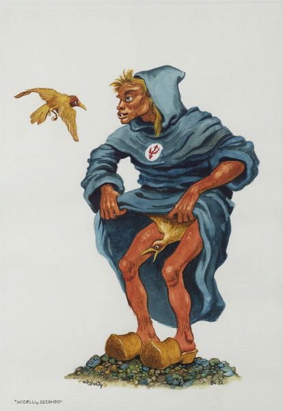 LORENZO ALESSANDRI Torino 1927 - 2000 Giaveno (TO) : Uccellisecondo 1984  - Asta Dipinti - Associazione Nazionale - Case d'Asta italiane