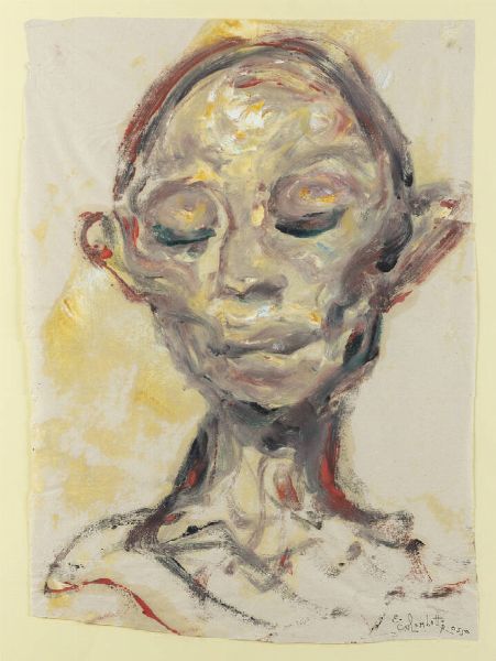 ENRICO COLOMBOTTO ROSSO Torino 1925 - 2013 Casale Monferrato (AL) : Volto  - Asta Dipinti - Associazione Nazionale - Case d'Asta italiane