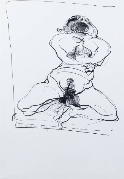 ENRICO COLOMBOTTO ROSSO Torino 1925 - 2013 Casale Monferrato (AL) : Figura  - Asta Dipinti - Associazione Nazionale - Case d'Asta italiane