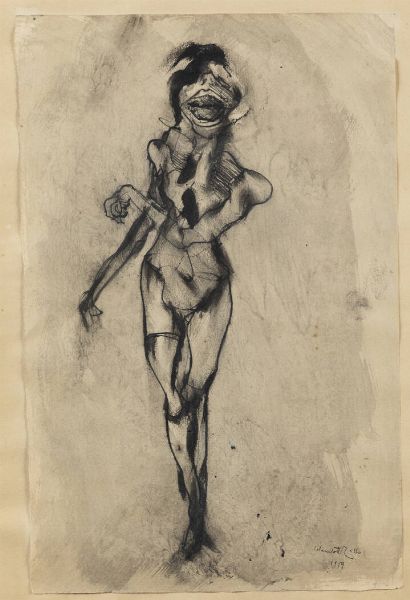 ENRICO COLOMBOTTO ROSSO Torino 1925 - 2013 Casale Monferrato (AL) : Figura fantastica 1959  - Asta Dipinti - Associazione Nazionale - Case d'Asta italiane