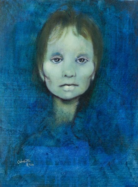 ENRICO COLOMBOTTO ROSSO Torino 1925 - 2013 Casale Monferrato (AL) : Volto  - Asta Dipinti - Associazione Nazionale - Case d'Asta italiane