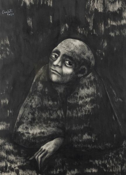 ENRICO COLOMBOTTO ROSSO Torino 1925 - 2013 Casale Monferrato (AL) : Figura scura  - Asta Dipinti - Associazione Nazionale - Case d'Asta italiane