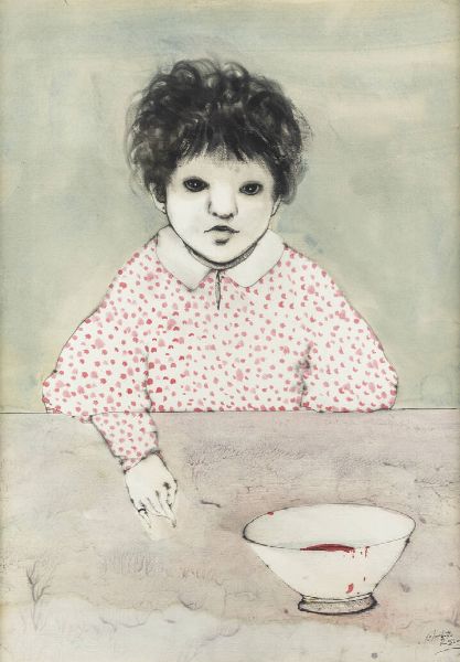 ENRICO COLOMBOTTO ROSSO Torino 1925 - 2013 Casale Monferrato (AL) : Bambina  - Asta Dipinti - Associazione Nazionale - Case d'Asta italiane