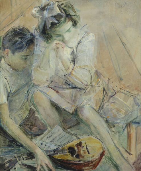 MICHELE BARETTA Vigone (TO) 1916 - 1987 : Figure dicembre 1959  - Asta Dipinti - Associazione Nazionale - Case d'Asta italiane