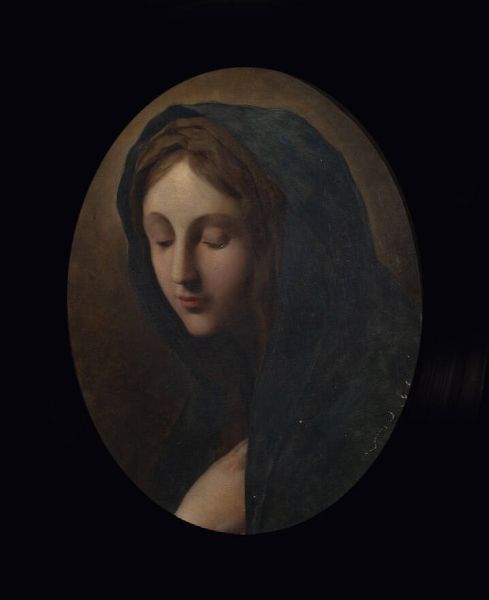 PITTORE ANONIMO : Volto della Vergine XVIII secolo  - Asta Dipinti - Associazione Nazionale - Case d'Asta italiane
