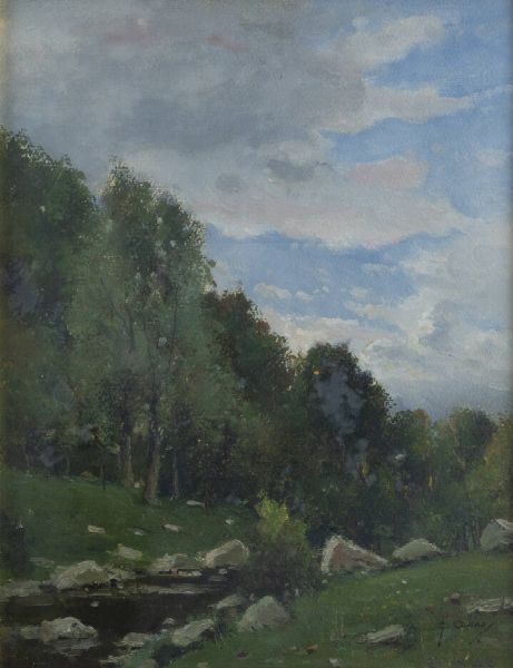 GIOVANNI COLMO Torino 1867 - 1947 : Bosco con torrente  - Asta Dipinti - Associazione Nazionale - Case d'Asta italiane