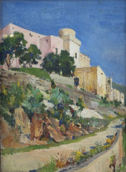 GIOVANNI COLMO Torino 1867 - 1947 : Paesaggio collinare 29/9/1934  - Asta Dipinti - Associazione Nazionale - Case d'Asta italiane