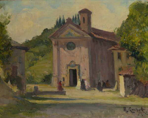 MARIO GACHET Torino 1879 - 1981 : Chiesa di San Raffaele Cimena  - Asta Dipinti - Associazione Nazionale - Case d'Asta italiane