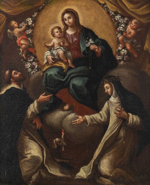 PITTORE ANONIMO Fine XVIII secolo : Madonna con Bambino e Santi  - Asta Dipinti - Associazione Nazionale - Case d'Asta italiane