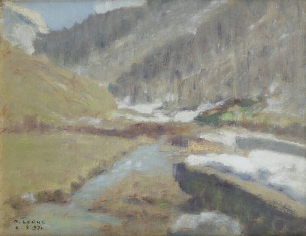 ROBERTO LEONE Tronzano (VC) 1891-1975 Torino : Ruscello a Chamois 6-5-1971  - Asta Dipinti - Associazione Nazionale - Case d'Asta italiane