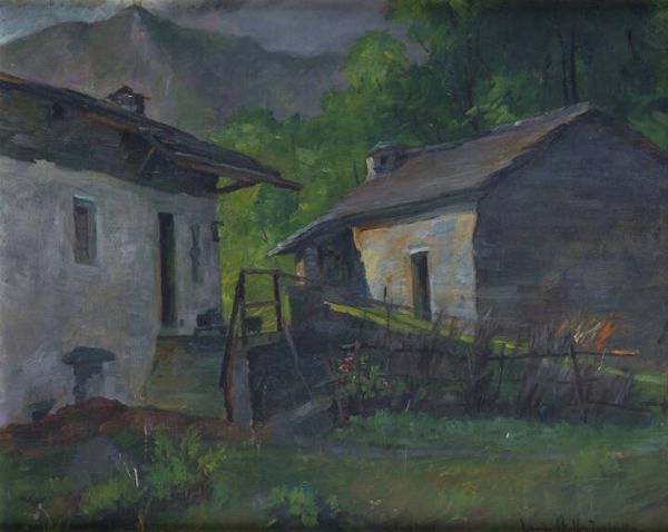 LUIGI BOFFA TARLATTA Rialmosso (VC) 1889 - 1965 Quittengo (VC) : Baite ad Alpi Fontane (Valle Cervo Chiobbia)  - Asta Dipinti - Associazione Nazionale - Case d'Asta italiane