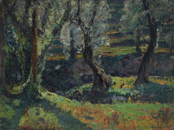 METELLO MERLO Milano 1886 - 1964 Torino : Bosco 14-8-26  - Asta Dipinti - Associazione Nazionale - Case d'Asta italiane