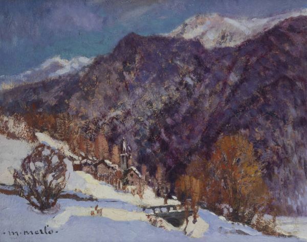 METELLO MERLO Milano 1886 - 1964 Torino : Sole a Casteldelfino  - Asta Dipinti - Associazione Nazionale - Case d'Asta italiane