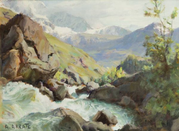 ANGELO ABRATE Torino 1900 - 1985 Sallanches (Alta Savoia) : Torrente montanoSallanches 1967  - Asta Dipinti - Associazione Nazionale - Case d'Asta italiane