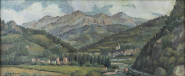 EMANUELE LAUSTINO Pittsburgh (USA) 1916 - 1988 Asti : Paesaggio  - Asta Dipinti - Associazione Nazionale - Case d'Asta italiane
